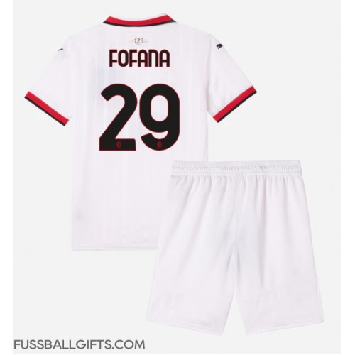 AC Milan Youssouf Fofana #29 Fußballbekleidung Auswärtstrikot Kinder 2024-25 Kurzarm (+ kurze hosen)